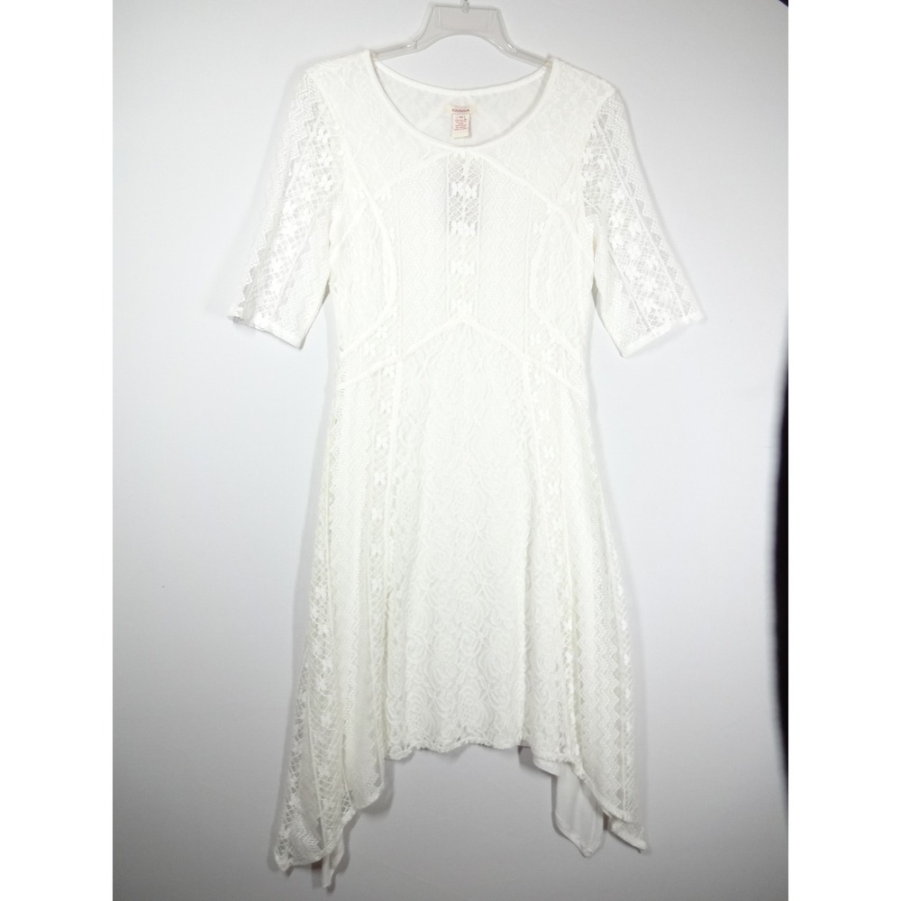 Sundance Lace Dress Women Size 10 Ivory Handkerchief Hem Boho Romantic Bridal
